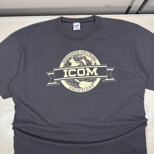 Vintage Velva Sheen ICOM Software Solutions T-Shirt Gray Striped Mens XXL USA